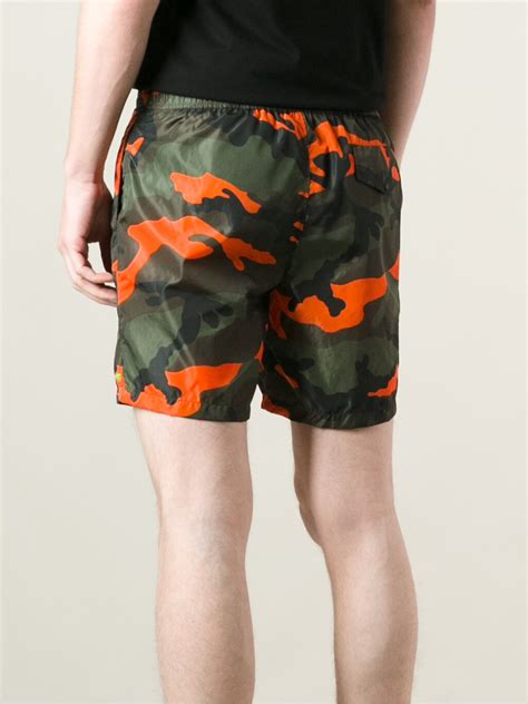 Valentino Camouflage Swim Shorts In Yellow And Orange Green For Men Lyst