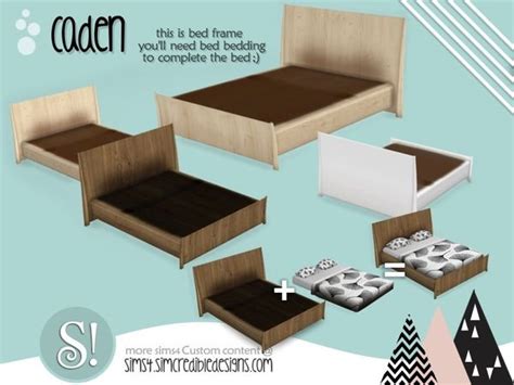 Simcredibles Caden Bed Frame Sims 4 Beds Sims 4 Cc Furniture Sims