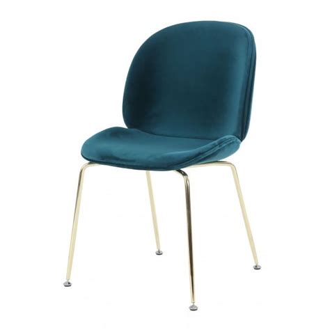 Luxurious Teal Velvet Dining Chair with Gold Metal Legs | Teal dining