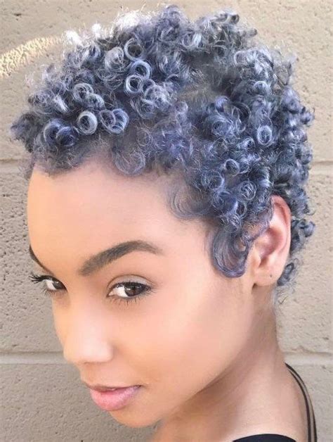 Short Natural Pastel Blue Hairstyle Twa Hairstyles Fancy Hairstyles