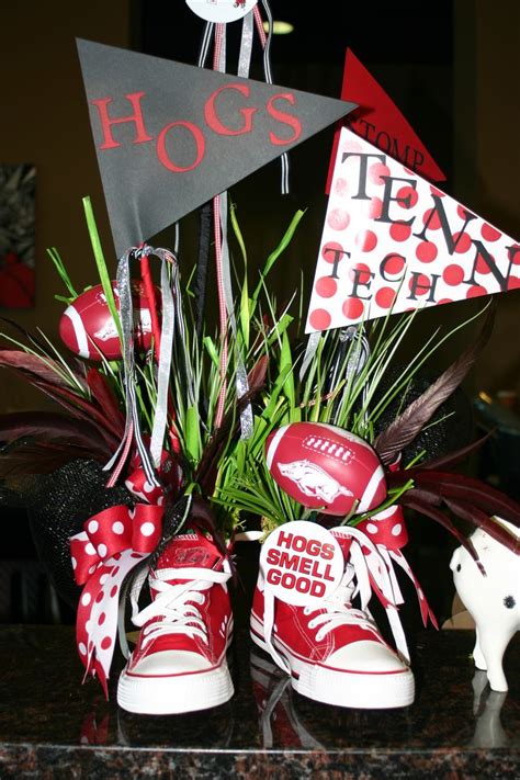 Football Centerpiece - start with a pair of logo tennis shoes and fill
