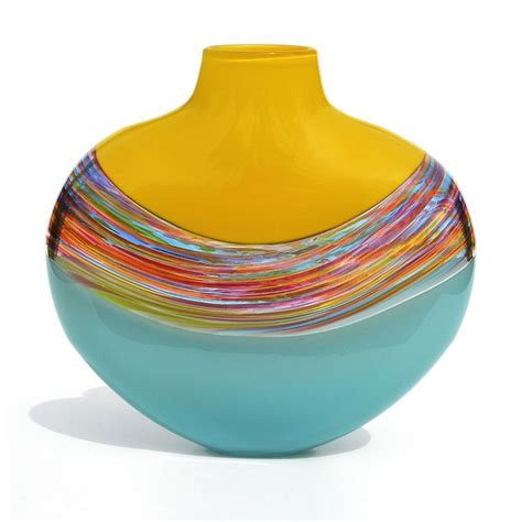 Banded Vortex Flat By Michael Trimpol And Monique Lajeunesse Art Glass Vase Artful Home In