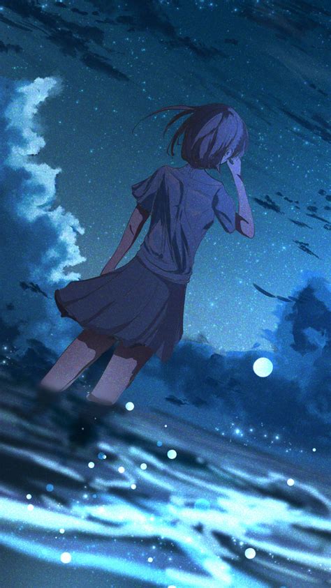 Anime Girl In Half Moon Night 4k Wallpaper Hd Anime 4k Wallpapers