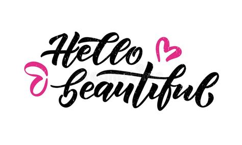 Hand Sketched Hello Beautiful Lettering Typography Handwritten