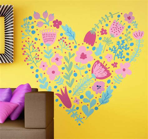 Floral Heart Wall Sticker Tenstickers