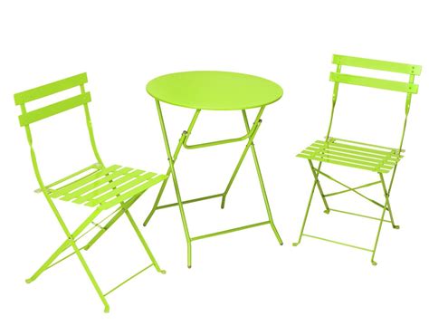 Lightweight, sturdy, comfortable, and sleek, these chairs are a home run when it comes to contemporary folding chairs. 3-Piece Folding Metal Bistro Sets - Outdoor Patio Bistro Sets