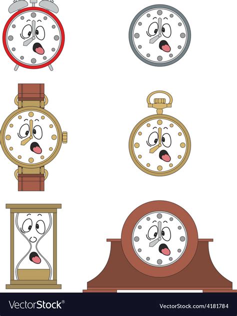 Cartoon Funny Clock Face Smiles 02 Royalty Free Vector Image