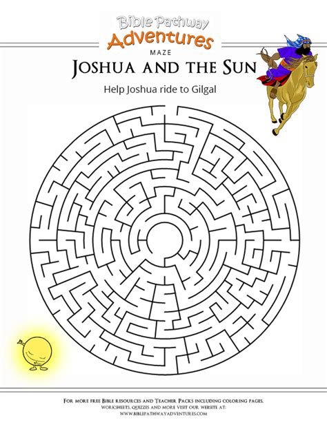 Bible Maze For Kids Joshua And The Sun Maze Puzzles Maze And Bible