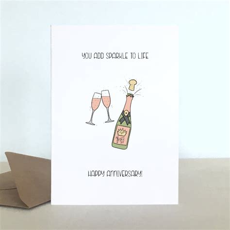Champagne Anniversary Card You Add Sparkle To Life Etsy