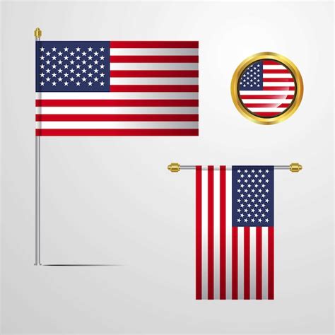 conjunto de bandeira dos estados unidos da américa vetor premium