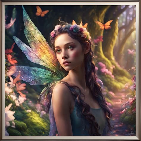 Walk through fantasy fairy enchanted forest, Hyperrealistic, splash art