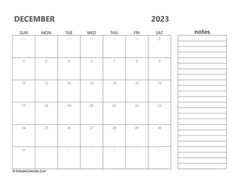 December 2023 Printable Calendar With Holidays