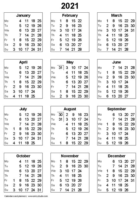 The minimalist vertical 2021 monthly calendar templates types: Free Printable Calendars and Planners 2019, 2020, 2021, 2022