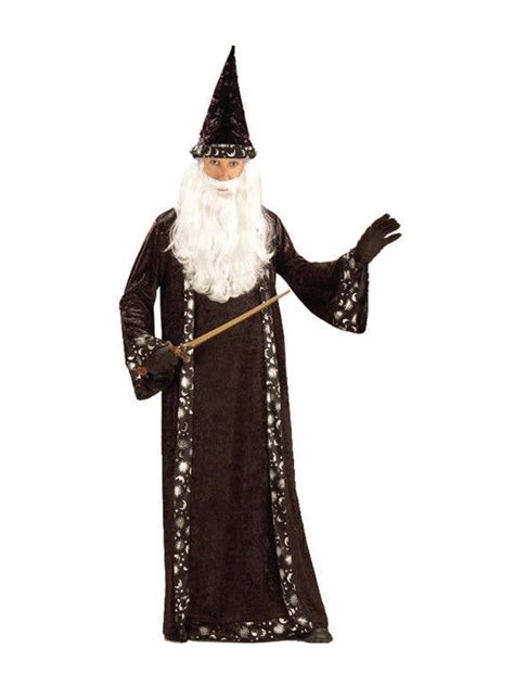 Long Black Velvet Merlin Robe Mr Wizard Costume Robe For Men