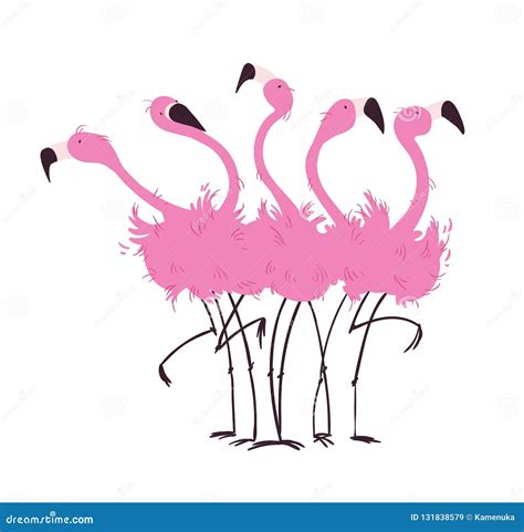 Flock Of Flamingos Vector Illustration Stock Vector Illustration Of