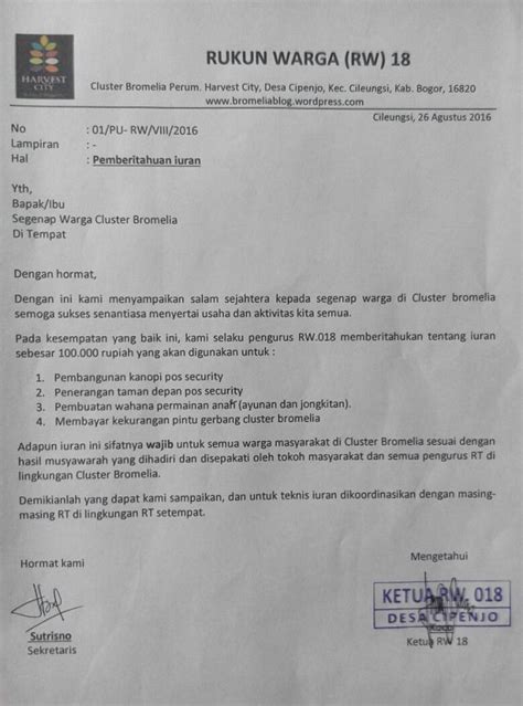 Detail Contoh Surat Pemberitahuan Iuran Sampah Koleksi Nomer