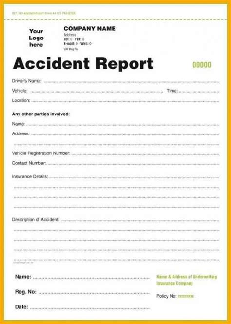 The investigating agency is the official record keeper and the report with the diagram can be obtained from them. Accident Report Form | Report template, Work accident ...