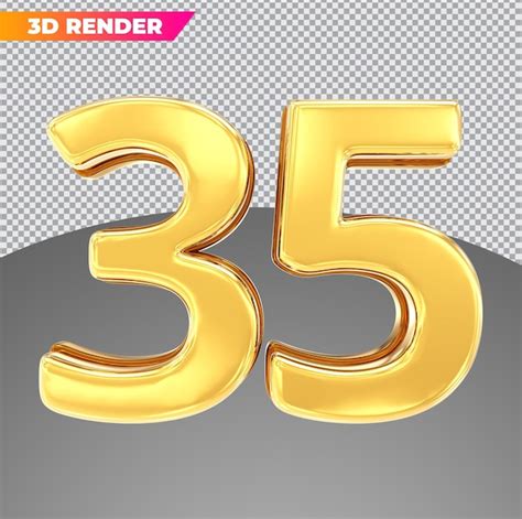 Premium Psd Number 35 Gold 3d Styles