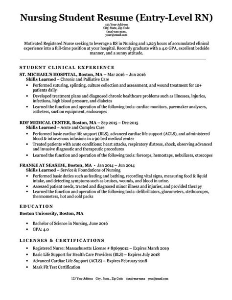 Whatever job you're applying to, these skills will probably come in handy. Entry-Level Nursing Student Resume Sample & Tips ...