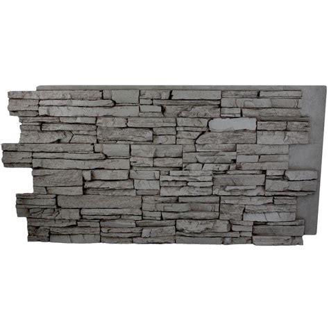 Gray Rock Stone Brick Panel Stack Faux Indoor Outdoor Wall