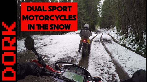 Dual Sport Motorcycle Snow Riding Off Road Motorcycling In The