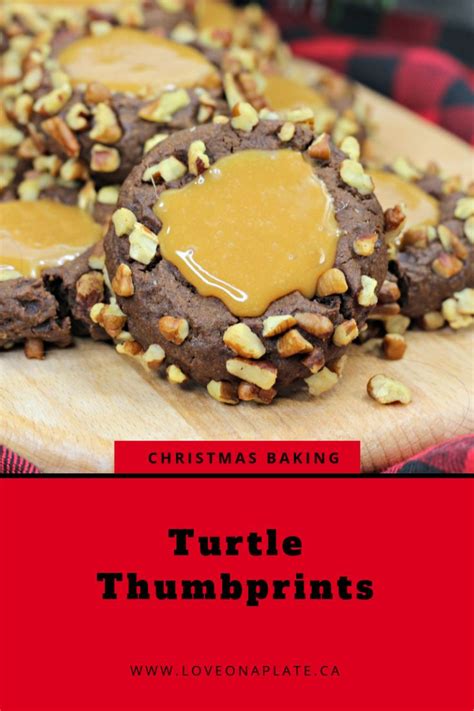 Turtle Thumbprint Cookies With Caramel Filling