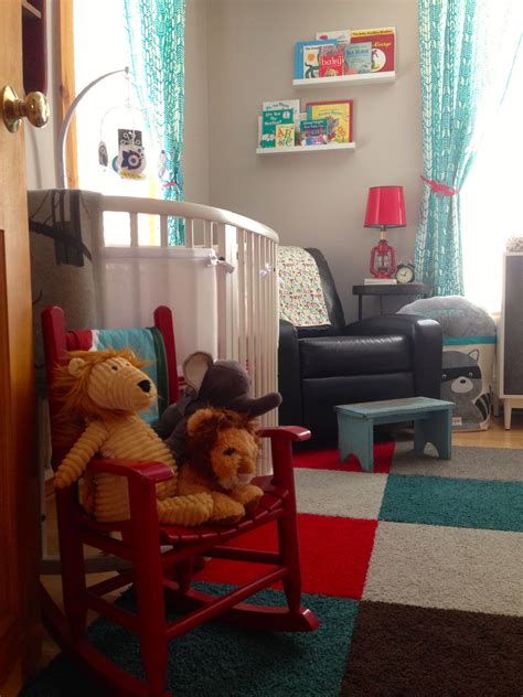Dawson's Red & Aqua City Nursery - Project Nursery | Nursery guest room, Nursery, Project nursery
