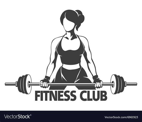 Woman With Barbell Fitness Emblem Royalty Free Vector Image Aff