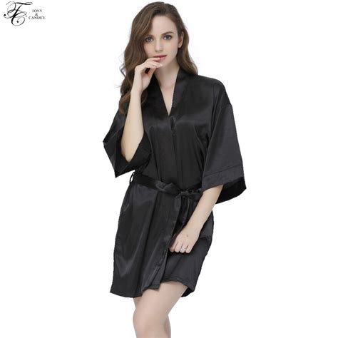 Tony Candice Women S Satin Silk Bathrobes Sexy Short Kimono Dressing
