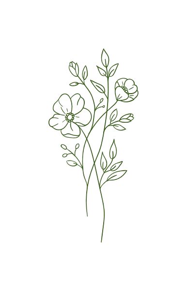 Pink Ranunculus Flowers Thank You Line Art Drawings