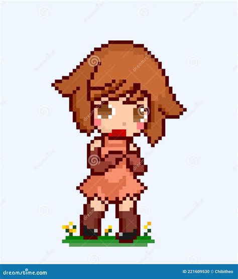 8 Bit Of Pixel Women S Character Woman Anime Embarrassed In Vector