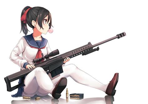 1920x1200px Free Download Hd Wallpaper Anime Anime Girls Gun Weapon Long Hair Snipers