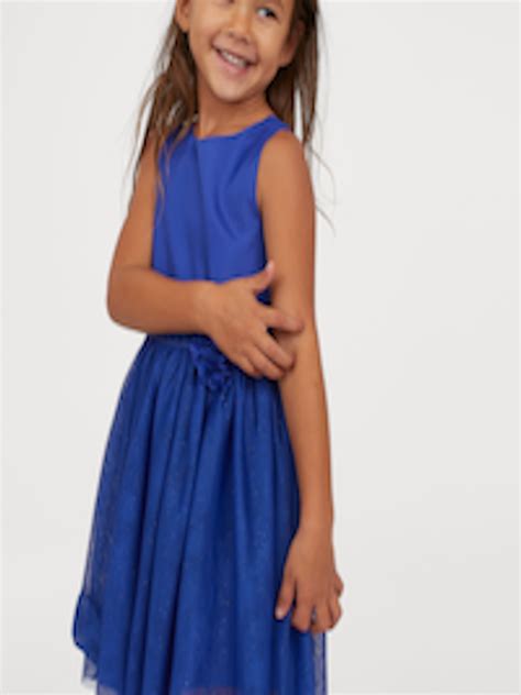 Buy Handm Girls Blue Solid Glittery Tulle Dress Dresses For Girls 10784460 Myntra