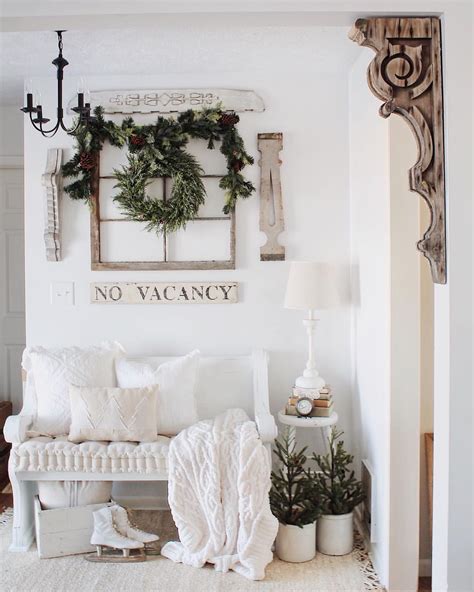 Rustic neutral Christmas decor in the entryway | Fall entryway decor, Entryway decor, Neutral ...