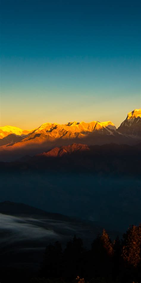 Download Wallpaper 1080x2160 Mountain Golden Peaks Himalaya