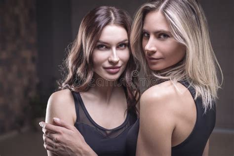 Portrait Of Two Attractive Adult Women The Concept Of Female Intimacy