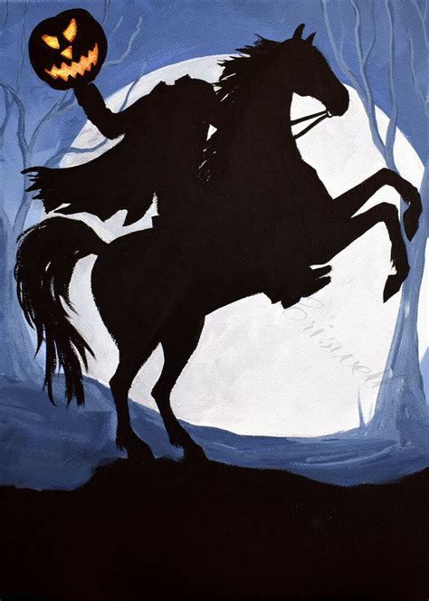 Halloween 5x7 Print Headless Horseman Jol Horse Ghost Dark Moon Sleepy