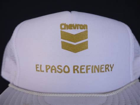 Chevron Elpaso Refinery Vtg Mesh Cap White Sixhelmets Quality Clothes