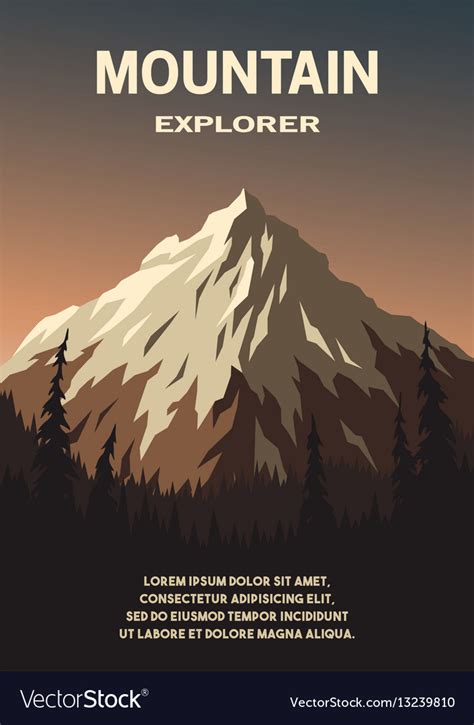 Mountain Landscape And Forest Poster Royalty Free Vector