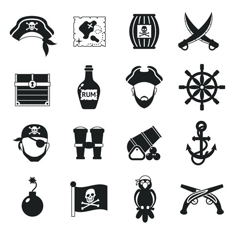 Pirate Icons Set Black 462858 Vector Art At Vecteezy