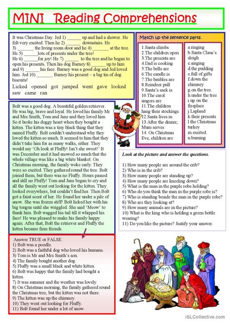 Christmas Mini Readings Reading For English Esl Worksheets Pdf And Doc