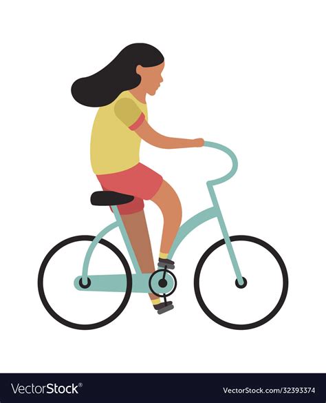 girl riding bicycle simple character cyclist vector image