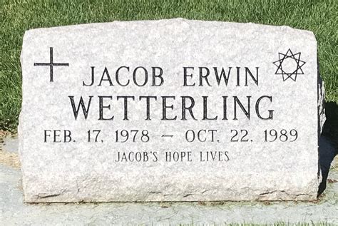 Jacob Erwin Wetterling 1978 1989 Find A Grave Memorial
