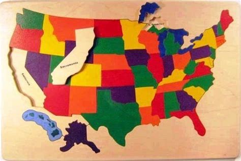 Wooden Usa Map Puzzle With States And Capitals By Puzzlepeople Map