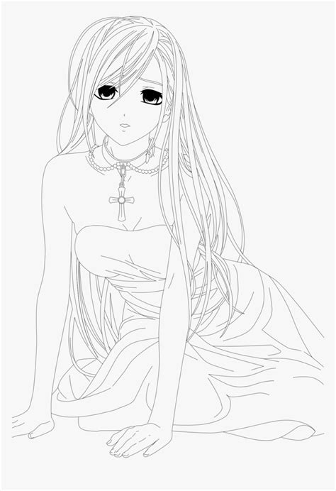 Long Hair Anime Girl Coloring Pages