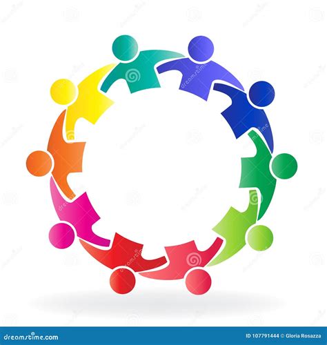 Logo Teamwork Business Meeting People In A Circle Creative Design Icon