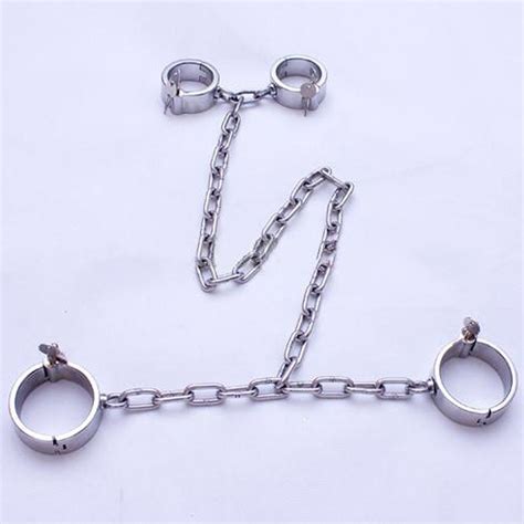 304 Stainless Steel Hand Cuffs Chain Leg Irons Bdsm Sex Bondage Adult Games Slave Restraints
