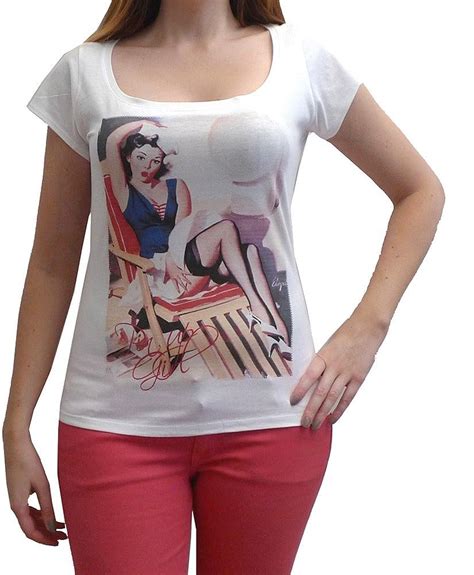 Pin Up Girl Tee Shirt Femme Imprimé Célébritéblanc T Shirt Femme