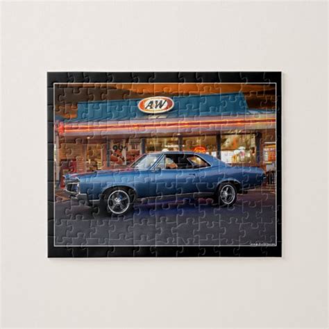 1967 Pontiac Gto Muscle Car Neon Diner Jigsaw Puzzle