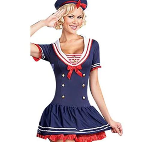 Ladies Hello Miss Sailor Sea Fancy Dress Costume Outfit Sexy Fashion Role Play Female Halloween